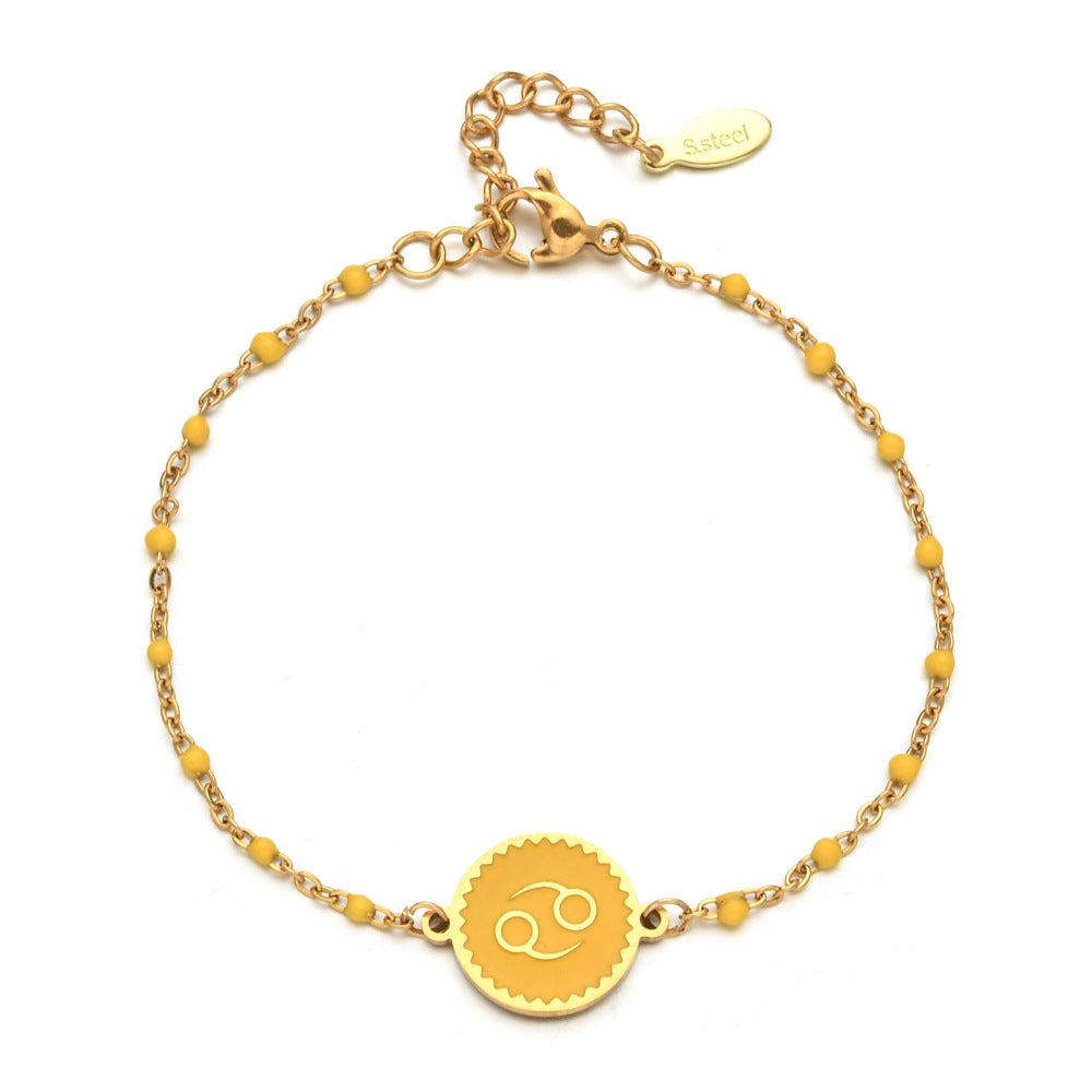 Wholesale Stainless Steel Drip Oil 12 Constellation Pattern Bracelet